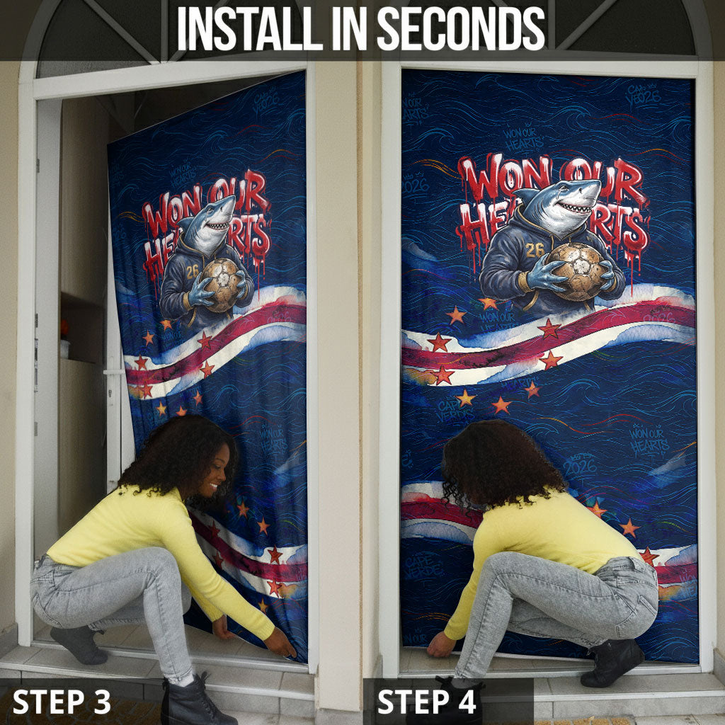 Cape Verde World Football 2026 Door Cover Blue Sharks Won Our Hearts - Oil Paint Style