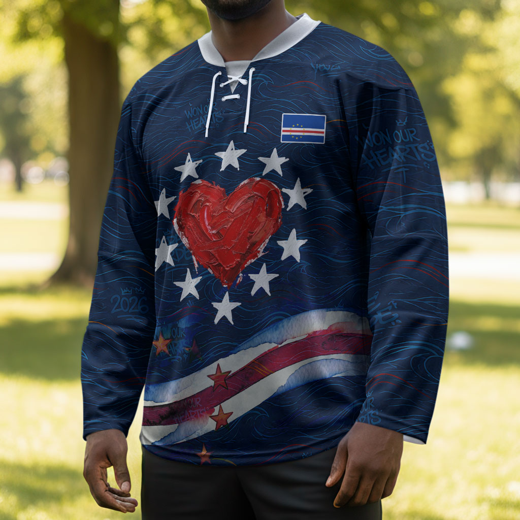 Cape Verde World Football 2026 Hockey Jersey Blue Sharks Won Our Hearts - Oil Paint Style