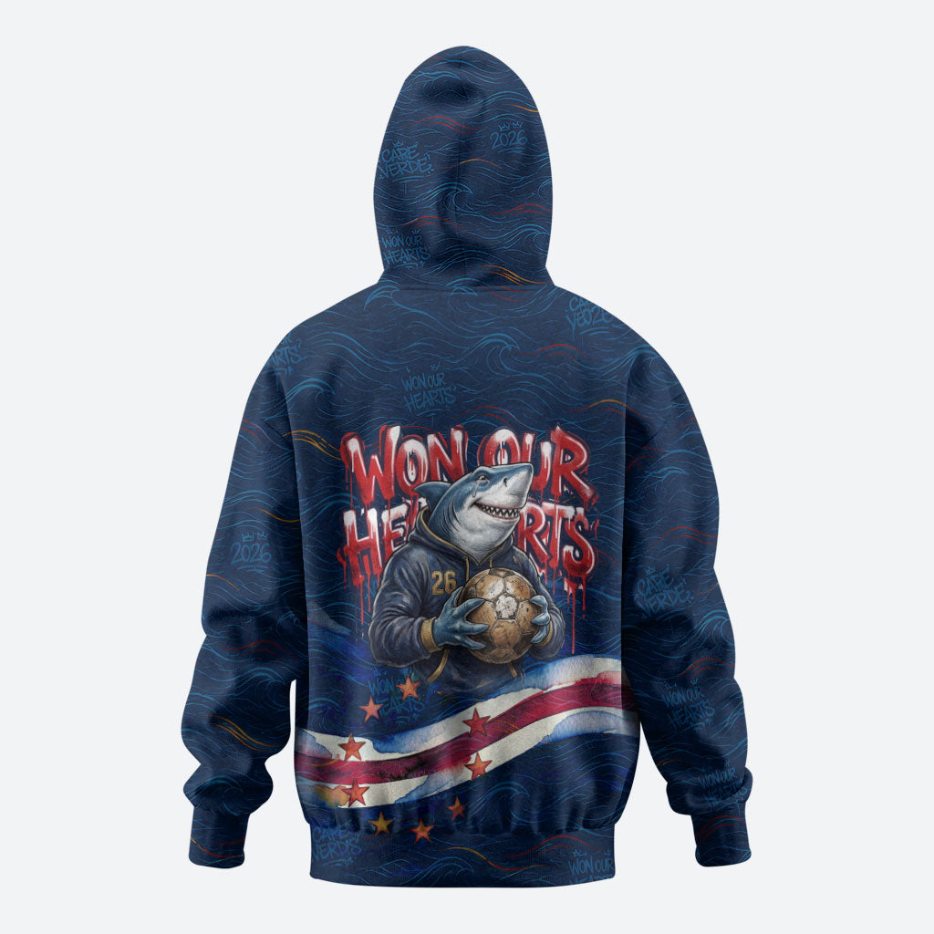 Cape Verde World Football 2026 Hoodie Blue Sharks Won Our Hearts - Oil Paint Style