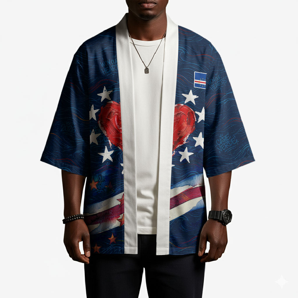 Cape Verde World Football 2026 Kimono Blue Sharks Won Our Hearts - Oil Paint Style