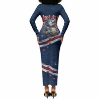 Cape Verde World Football 2026 Long Sleeve Bodycon Dress Blue Sharks Won Our Hearts - Oil Paint Style