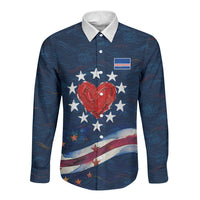 Cape Verde World Football 2026 Long Sleeve Button Shirt Blue Sharks Won Our Hearts - Oil Paint Style