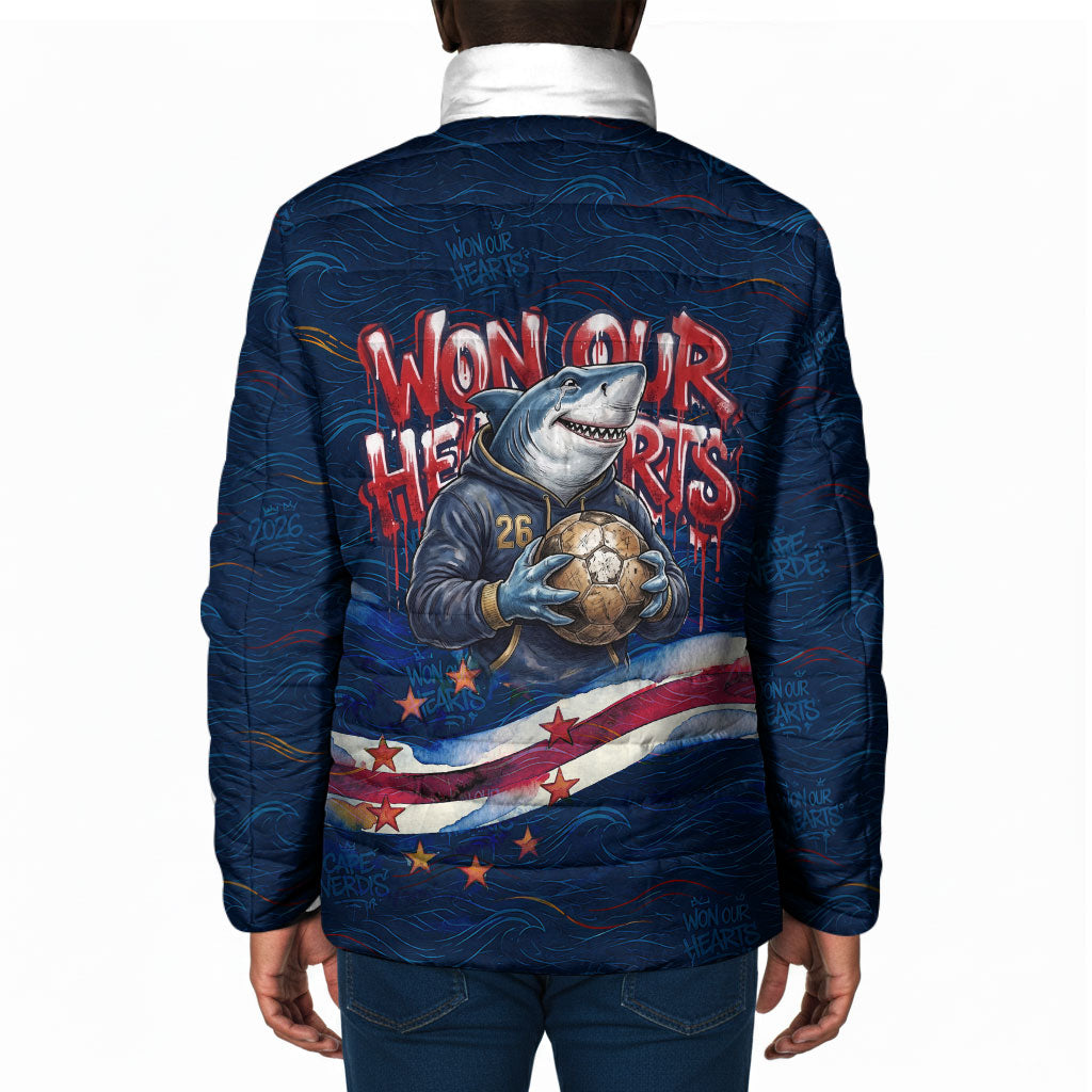 Cape Verde World Football 2026 Padded Jacket Blue Sharks Won Our Hearts - Oil Paint Style