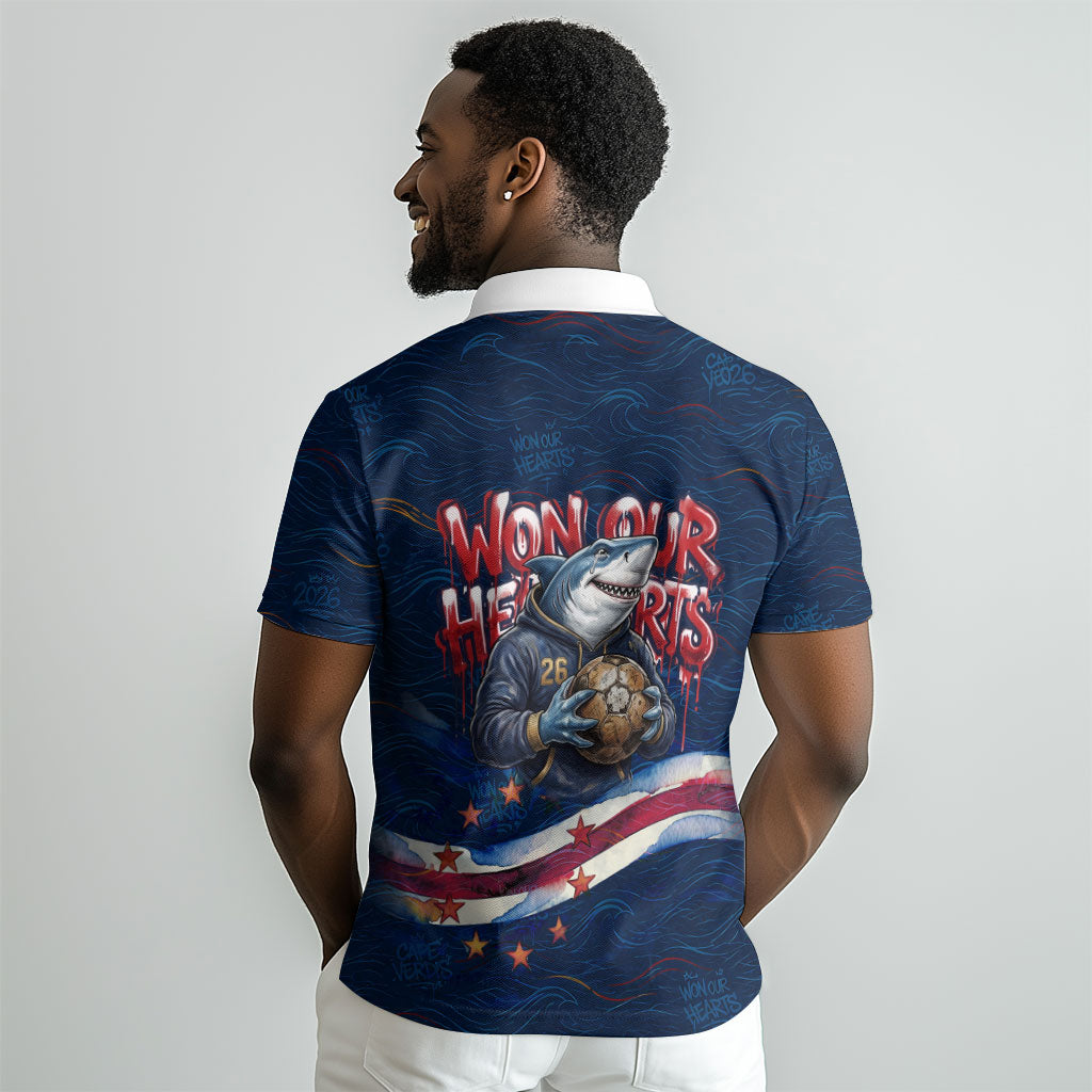 Cape Verde World Football 2026 Polo Shirt Blue Sharks Won Our Hearts - Oil Paint Style