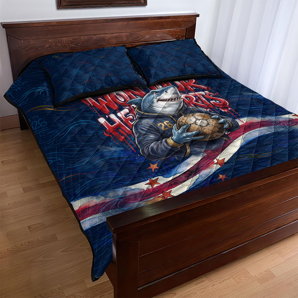 Cape Verde World Football 2026 Quilt Bed Set Blue Sharks Won Our Hearts - Oil Paint Style