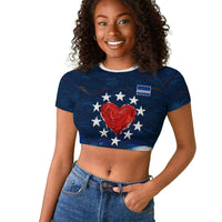 Cape Verde World Football 2026 Raglan Cropped T shirt Blue Sharks Won Our Hearts - Oil Paint Style