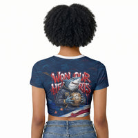 Cape Verde World Football 2026 Raglan Cropped T shirt Blue Sharks Won Our Hearts - Oil Paint Style