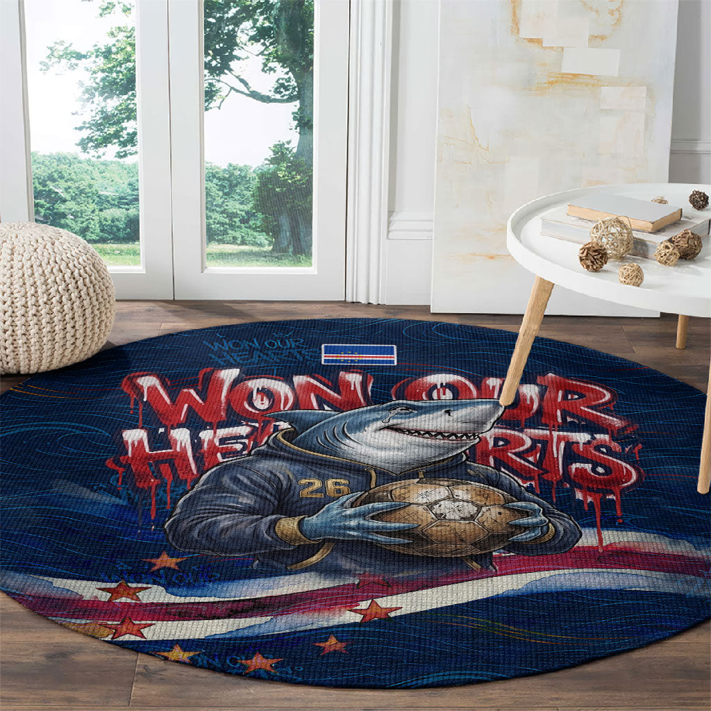 Cape Verde World Football 2026 Round Carpet Blue Sharks Won Our Hearts - Oil Paint Style