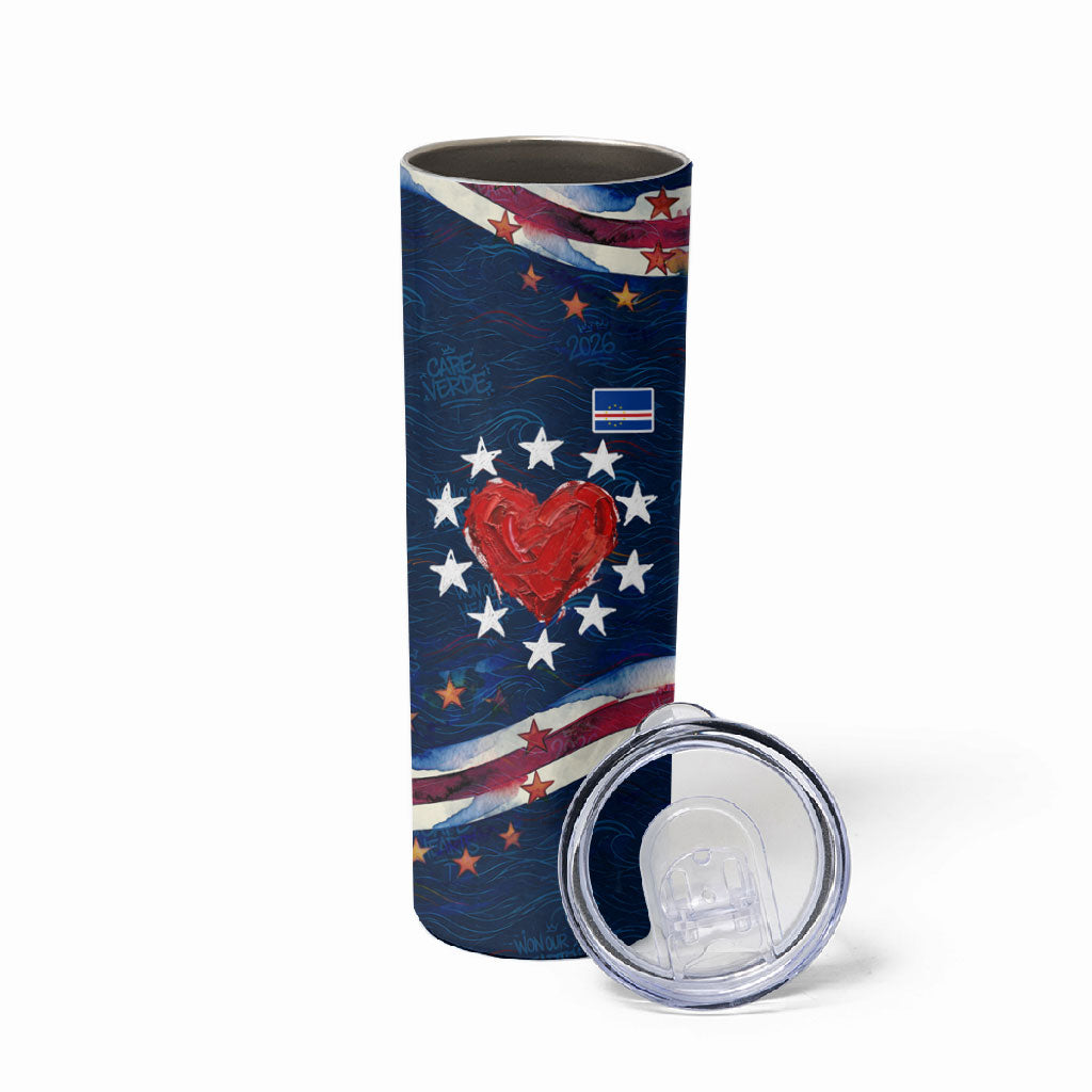 Cape Verde World Football 2026 Skinny Tumbler Blue Sharks Won Our Hearts - Oil Paint Style