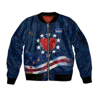 Cape Verde World Football 2026 Sleeve Zip Bomber Jacket Blue Sharks Won Our Hearts - Oil Paint Style
