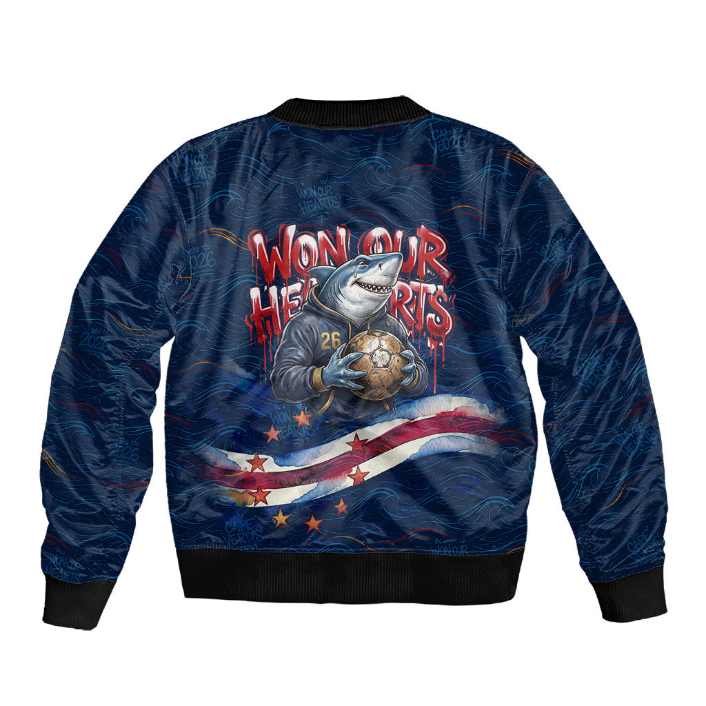 Cape Verde World Football 2026 Sleeve Zip Bomber Jacket Blue Sharks Won Our Hearts - Oil Paint Style