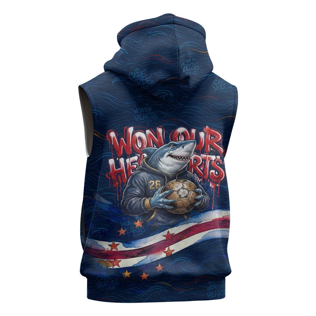 Cape Verde World Football 2026 Sleeveless Hoodie Blue Sharks Won Our Hearts - Oil Paint Style