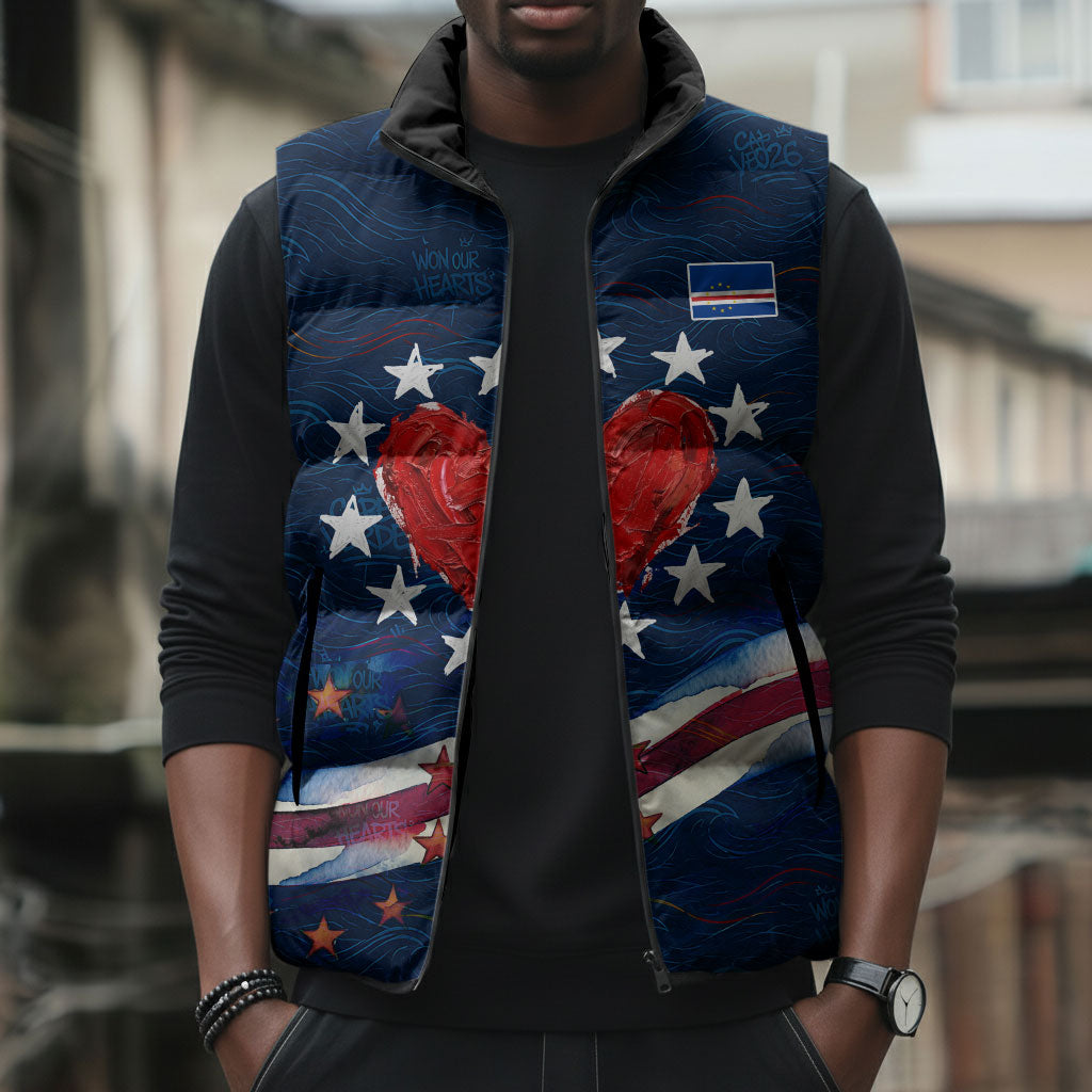 Cape Verde World Football 2026 Sleeveless Puffer Jacket Blue Sharks Won Our Hearts - Oil Paint Style