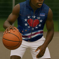 Cape Verde World Football 2026 Sleeveless Zip Hoodie Blue Sharks Won Our Hearts - Oil Paint Style