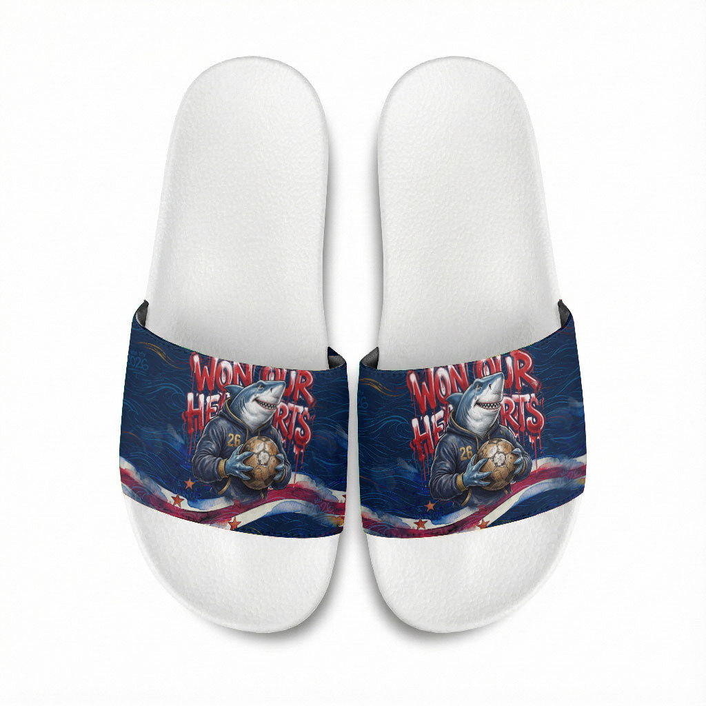 Cape Verde World Football 2026 Slide Sandals Blue Sharks Won Our Hearts - Oil Paint Style