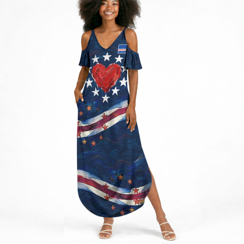 Cape Verde World Football 2026 Summer Maxi Dress Blue Sharks Won Our Hearts - Oil Paint Style
