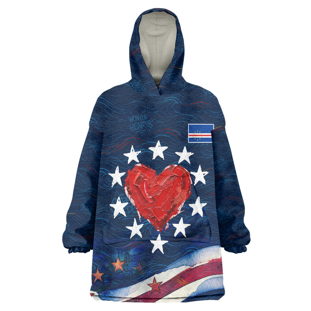 Cape Verde World Football 2026 Wearable Blanket Hoodie Blue Sharks Won Our Hearts - Oil Paint Style