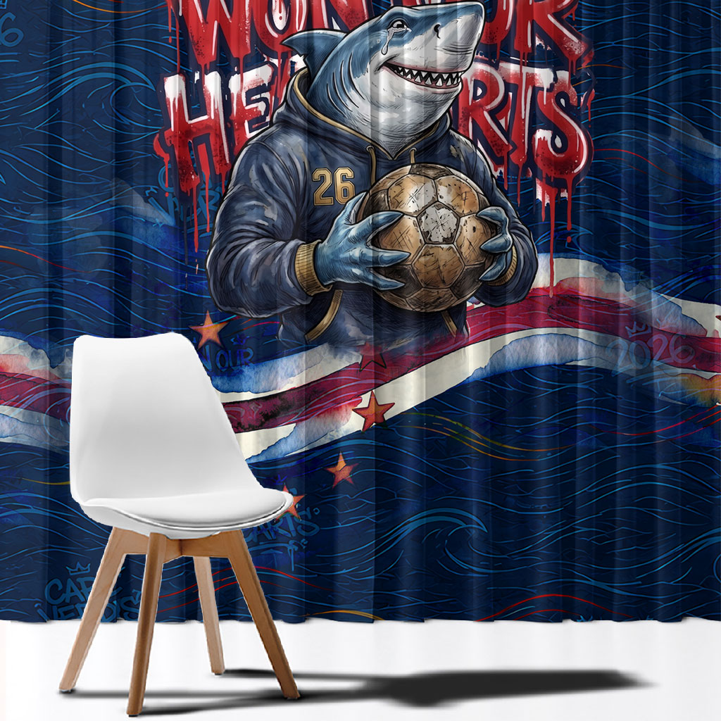Cape Verde World Football 2026 Window Curtain Blue Sharks Won Our Hearts - Oil Paint Style
