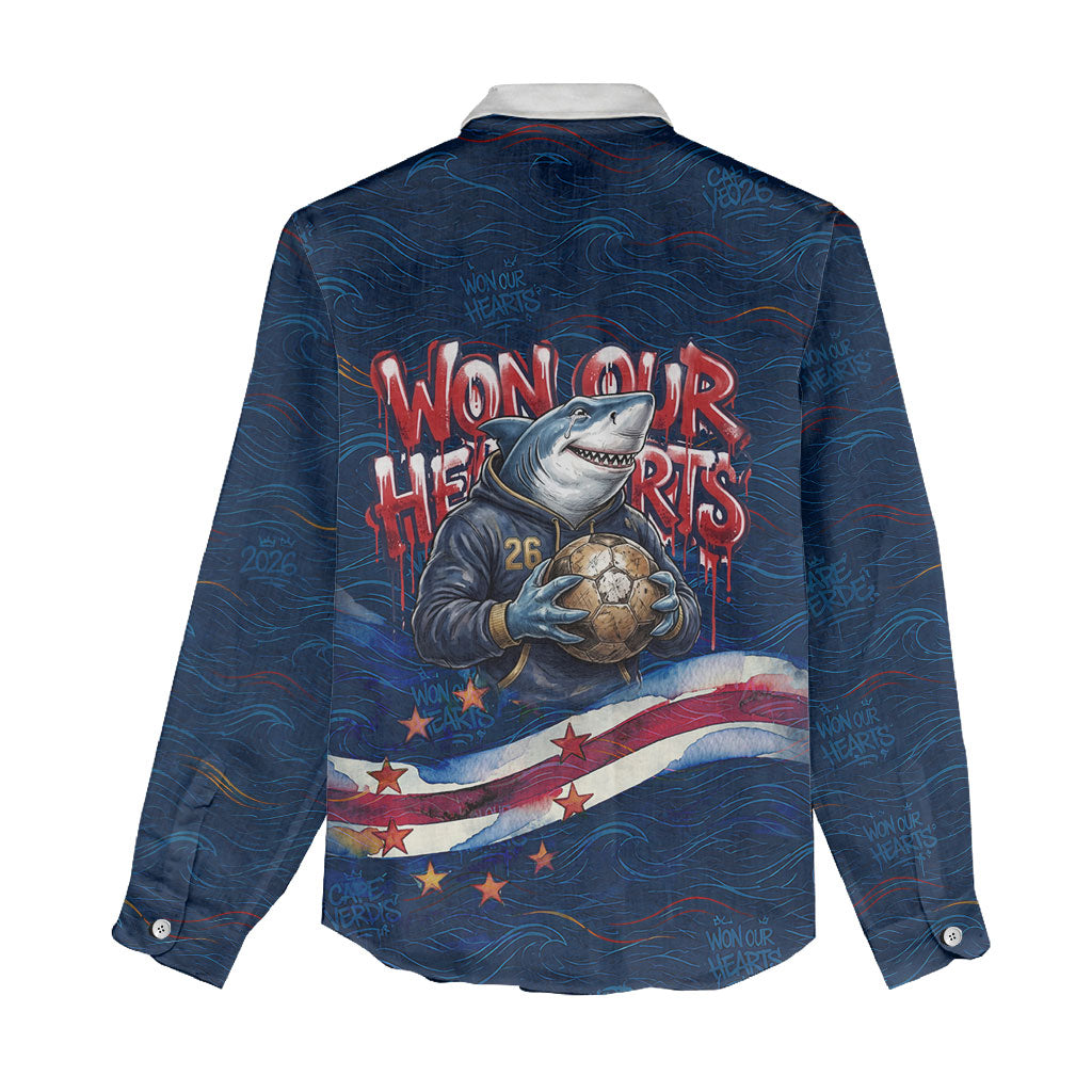 Cape Verde World Football 2026 Women Casual Shirt Blue Sharks Won Our Hearts - Oil Paint Style