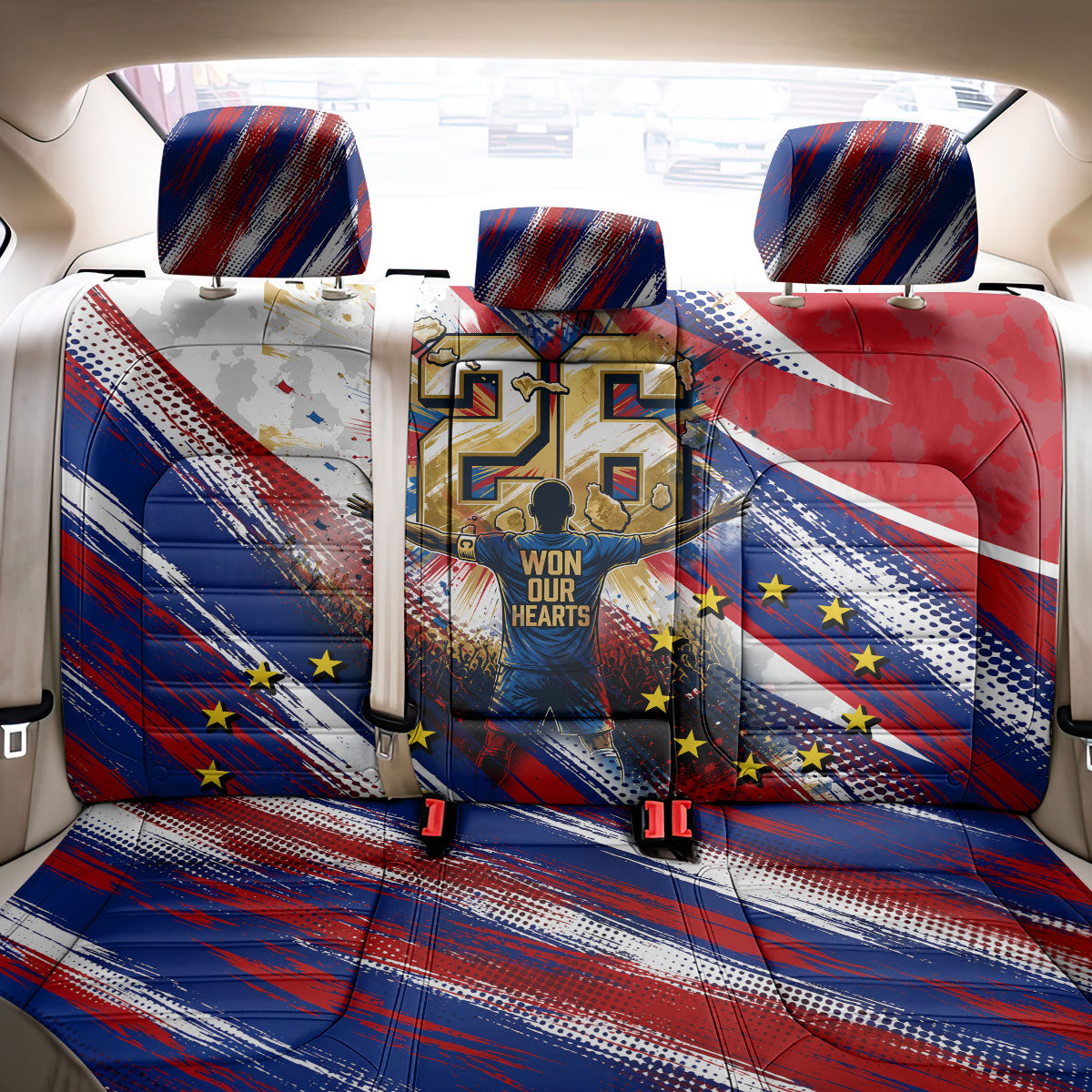 Cape Verde Football 2026 Back Car Seat Cover Won Our Hearts Blue Sharks Soccer Player