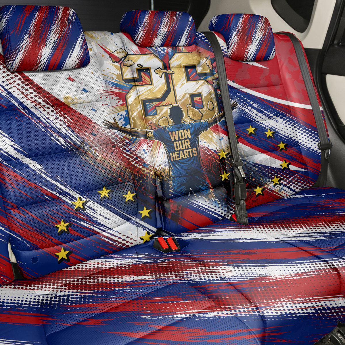 Cape Verde Football 2026 Back Car Seat Cover Won Our Hearts Blue Sharks Soccer Player