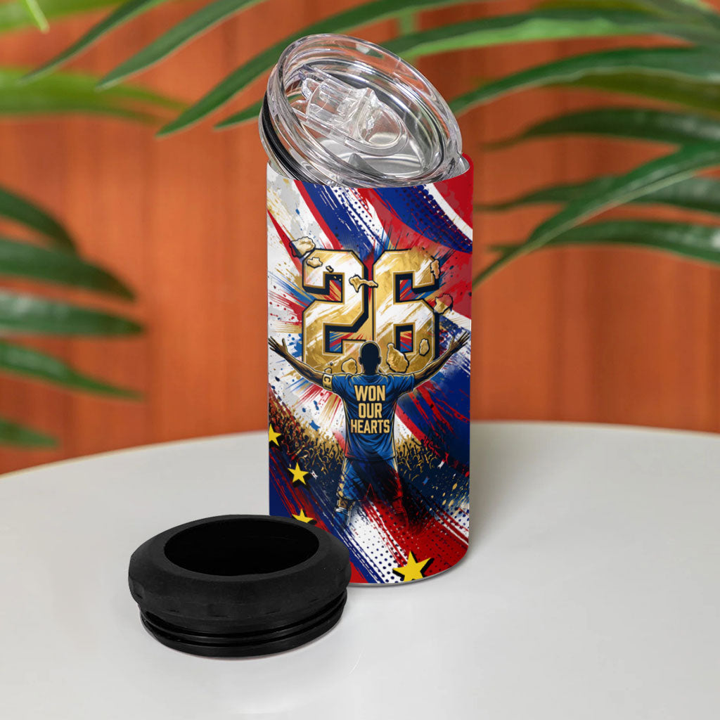 Cape Verde Football 2026 4 in 1 Can Cooler Tumbler Won Our Hearts Blue Sharks Soccer Player