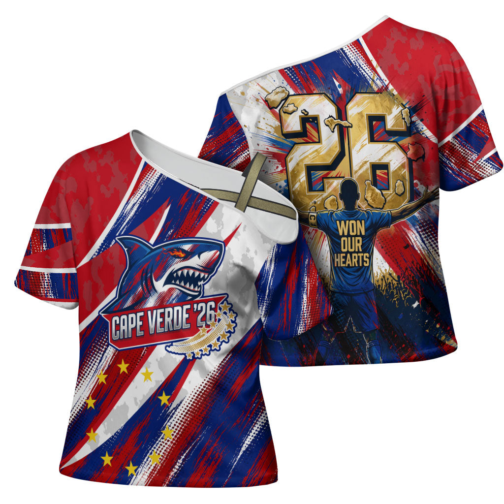 Cape Verde Football 2026 Cross Shoulder Shirt Won Our Hearts Blue Sharks Soccer Player