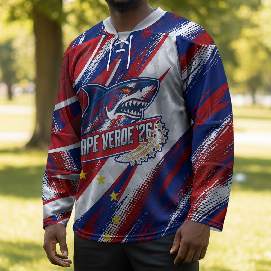 Cape Verde Football 2026 Hockey Jersey Won Our Hearts Blue Sharks Soccer Player