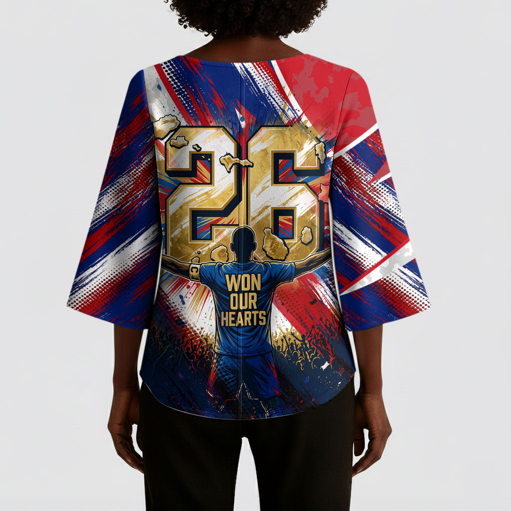 Cape Verde Football 2026 Kimono Sleeve Blouse Won Our Hearts Blue Sharks Soccer Player