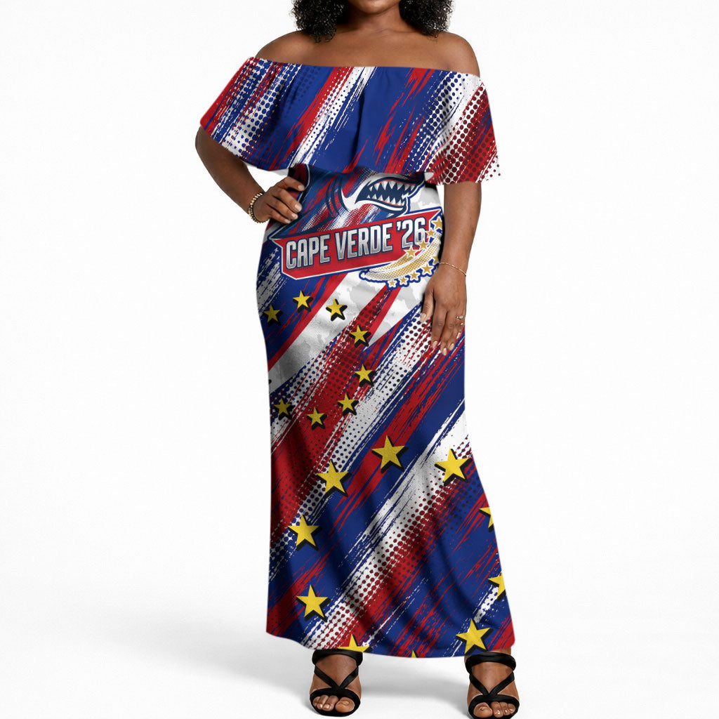 Cape Verde Football 2026 Off Shoulder Maxi Dress Won Our Hearts Blue Sharks Soccer Player