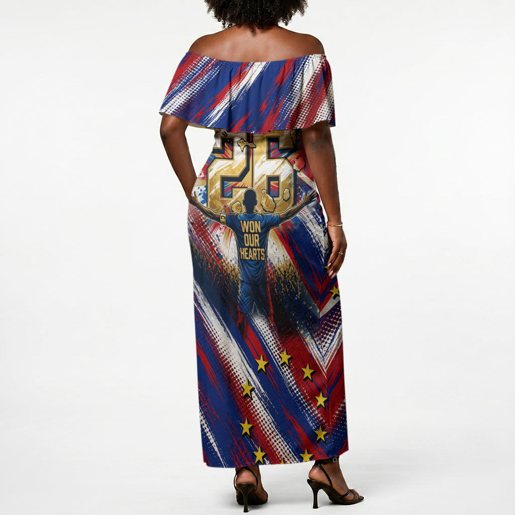 Cape Verde Football 2026 Off Shoulder Maxi Dress Won Our Hearts Blue Sharks Soccer Player