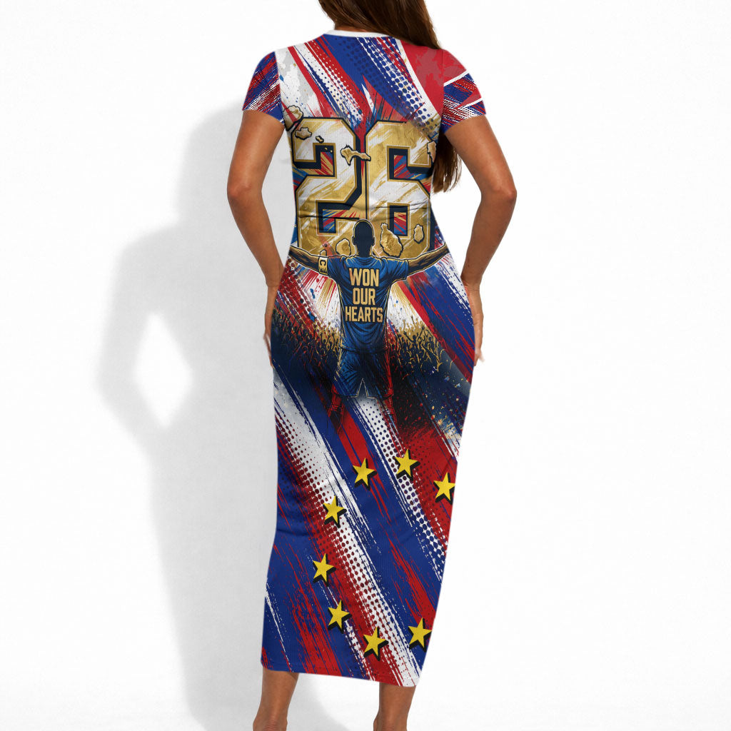 Cape Verde Football 2026 Short Sleeve Bodycon Dress Won Our Hearts Blue Sharks Soccer Player