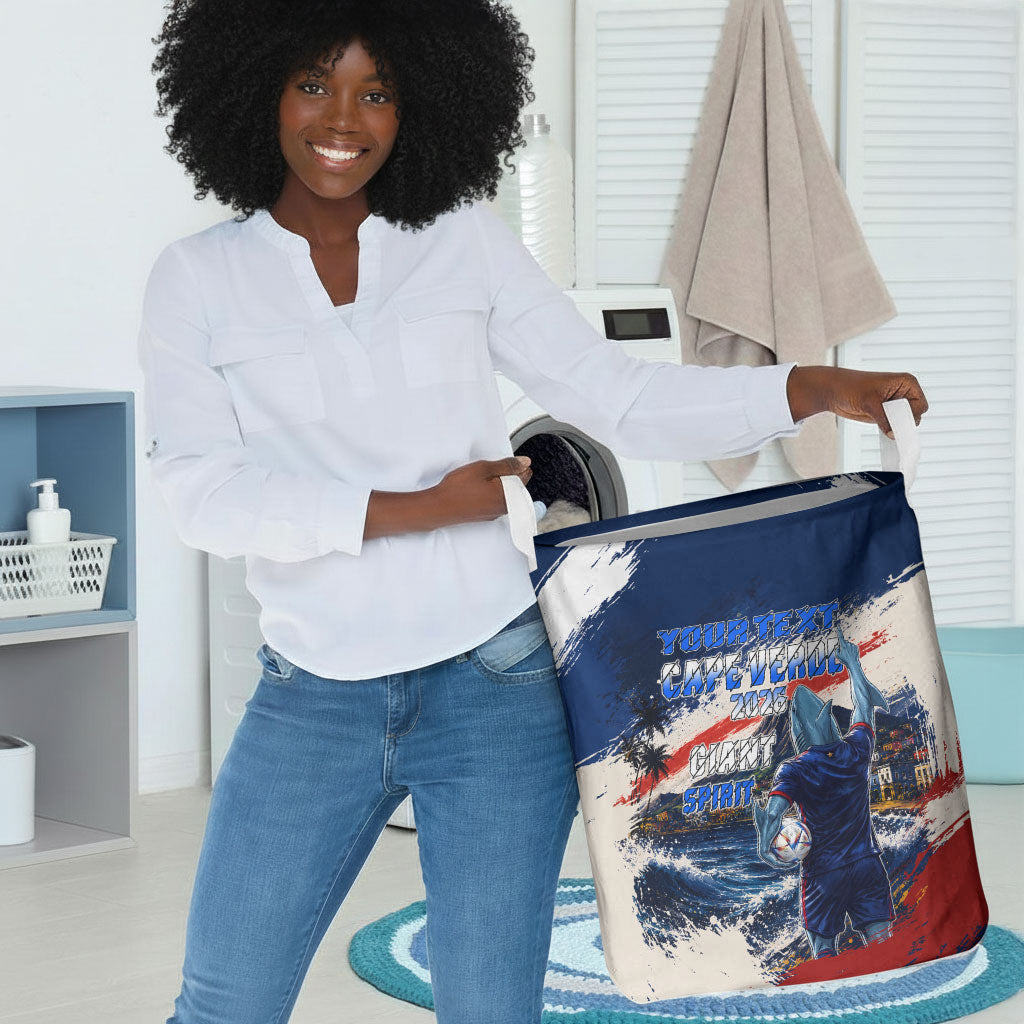 Personalized Cape Verde Blue Sharks Laundry Basket Giant Spirit African Football 2026 Mascot