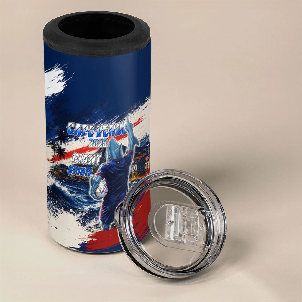 Personalized Cape Verde Blue Sharks 4 in 1 Can Cooler Tumbler Giant Spirit African Football 2026 Mascot
