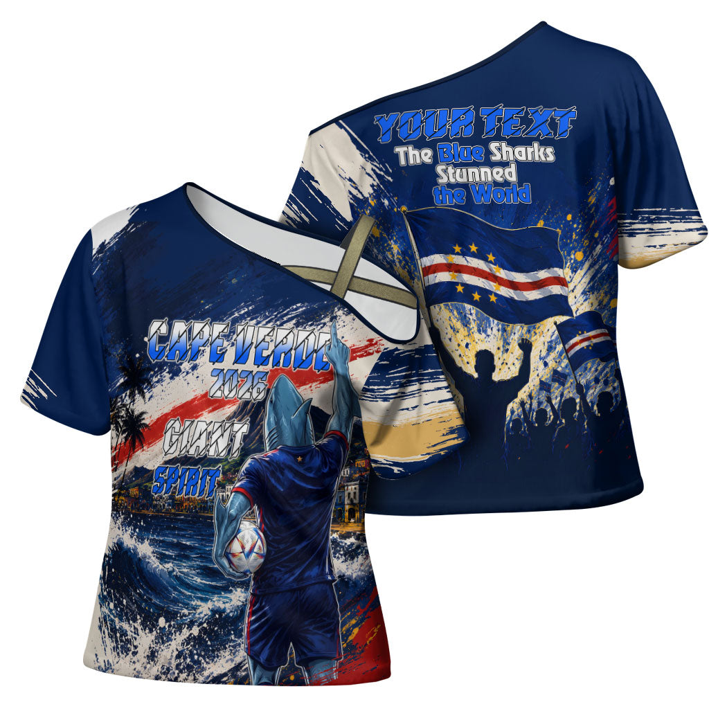 Personalized Cape Verde Blue Sharks Cross Shoulder Shirt Giant Spirit African Football 2026 Mascot