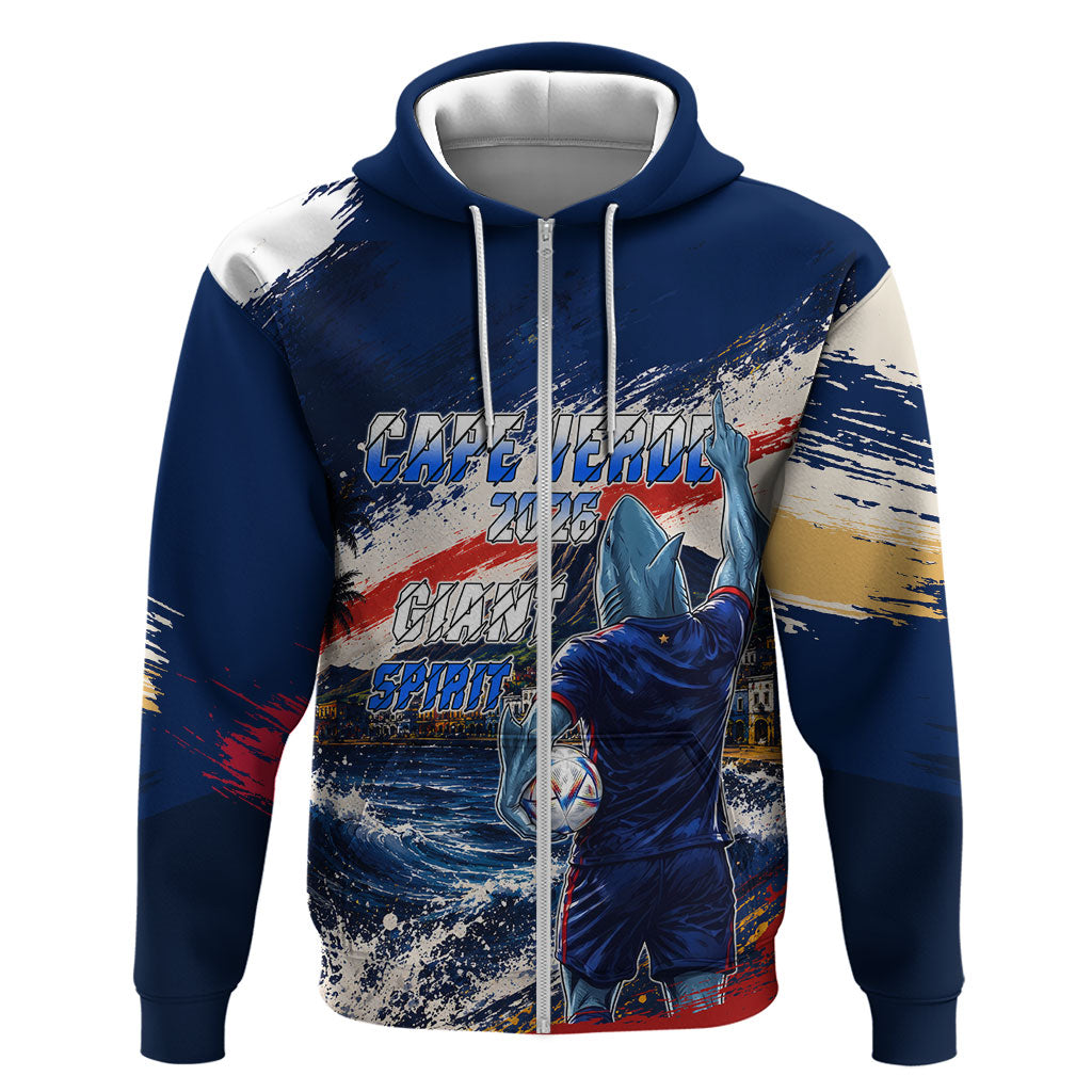Personalized Cape Verde Blue Sharks Hoodie Giant Spirit African Football 2026 Mascot