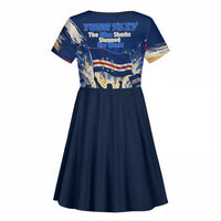Personalized Cape Verde Blue Sharks Kid Short Sleeve Dress Giant Spirit African Football 2026 Mascot