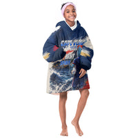 Personalized Cape Verde Blue Sharks Kid Wearable Blanket Hoodie Giant Spirit African Football 2026 Mascot