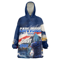 Personalized Cape Verde Blue Sharks Kid Wearable Blanket Hoodie Giant Spirit African Football 2026 Mascot