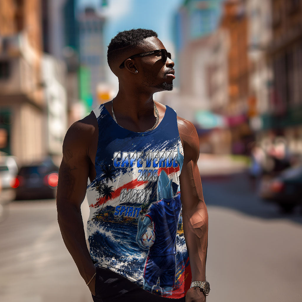 Personalized Cape Verde Blue Sharks Men Tank Top Giant Spirit African Football 2026 Mascot