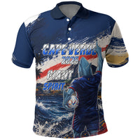Personalized Cape Verde Blue Sharks Polo Shirt Giant Spirit African Football 2026 Mascot