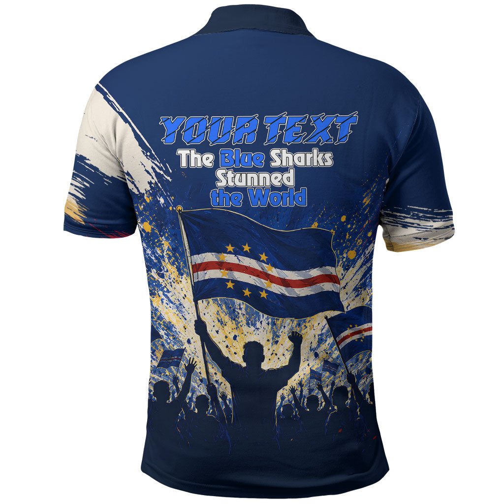 Personalized Cape Verde Blue Sharks Polo Shirt Giant Spirit African Football 2026 Mascot
