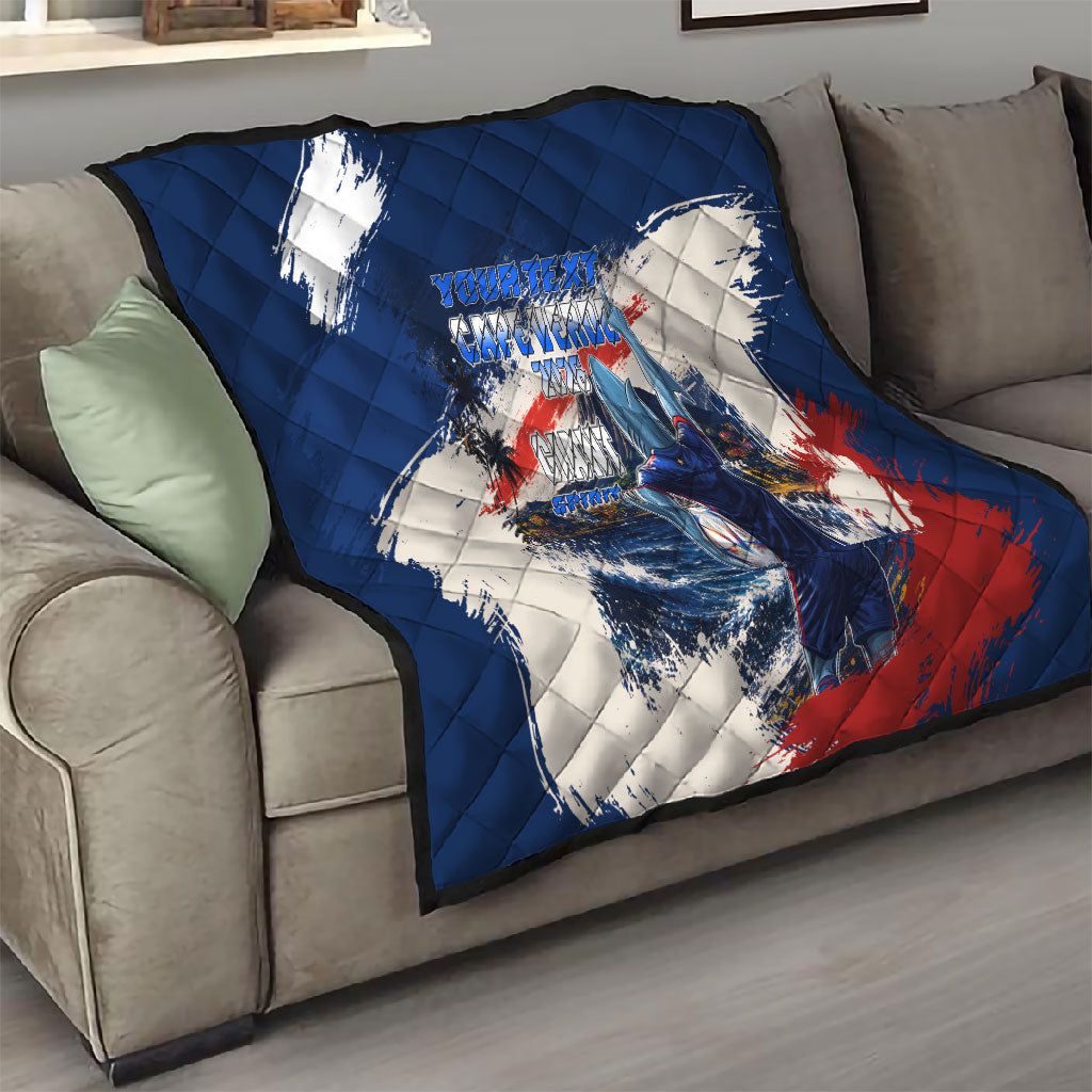 Personalized Cape Verde Blue Sharks Quilt Giant Spirit African Football 2026 Mascot