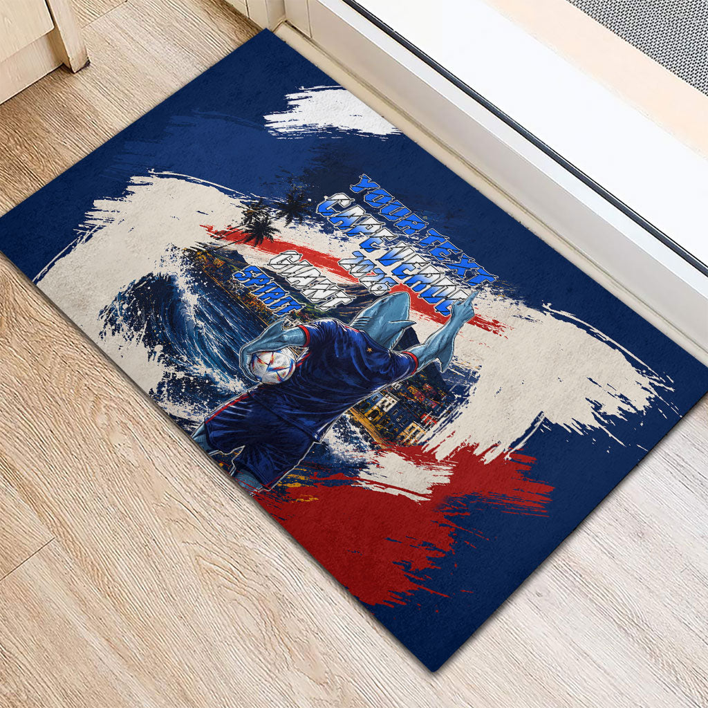 Personalized Cape Verde Blue Sharks Rubber Doormat Giant Spirit African Football 2026 Mascot