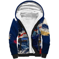 Personalized Cape Verde Blue Sharks Sherpa Hoodie Giant Spirit African Football 2026 Mascot