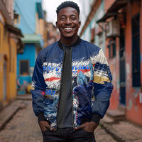 Personalized Cape Verde Blue Sharks Sleeve Zip Bomber Jacket Giant Spirit African Football 2026 Mascot