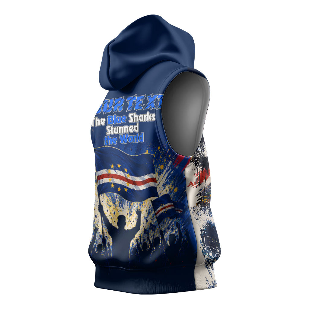 Personalized Cape Verde Blue Sharks Sleeveless Hoodie Giant Spirit African Football 2026 Mascot