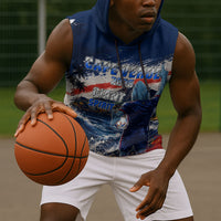 Personalized Cape Verde Blue Sharks Sleeveless Hoodie Giant Spirit African Football 2026 Mascot