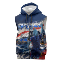 Personalized Cape Verde Blue Sharks Sleeveless Zip Hoodie Giant Spirit African Football 2026 Mascot