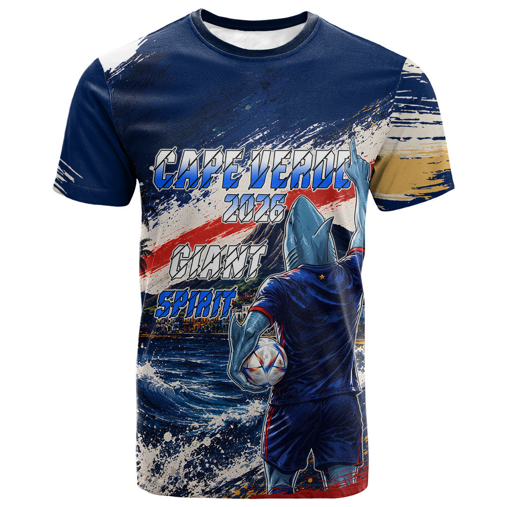 Personalized Cape Verde Blue Sharks T shirt Giant Spirit African Football 2026 Mascot